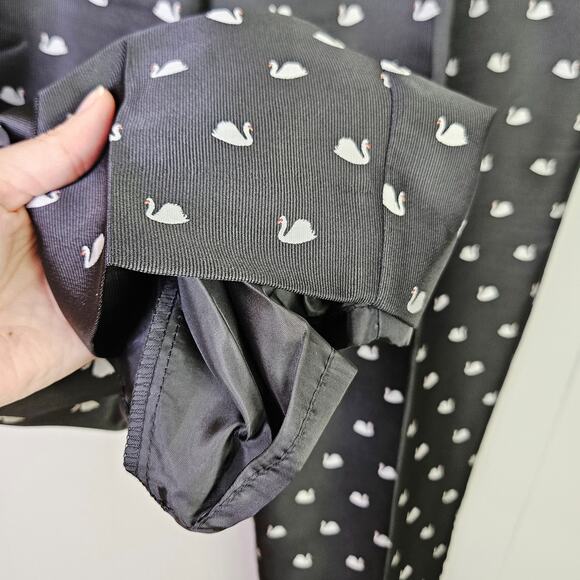 RSVP By Talbots Novelty Swan Pants Black Dress Pants High-Rise Straight Size 12 - Picture 7 of 12